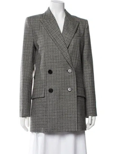 Pre-owned Givenchy Wool Houndstooth Print Down Coat In Gray