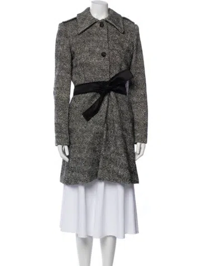 Pre-owned Givenchy Wool Houndstooth Print Trench Coat In Multi