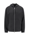 Givenchy Black Zip-up Hoodie With Logo Detail In Wool Man