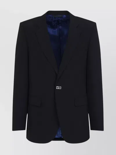 Givenchy Wool Jacket With Flap Pockets And Notched Collar In Black