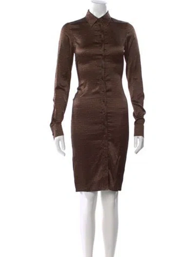 Pre-owned Givenchy Wool Knee-length Dress In Brown