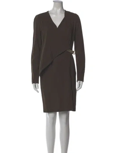 Pre-owned Givenchy Wool Knee-length Dress In Brown
