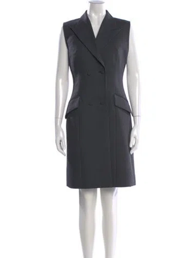 Pre-owned Givenchy Wool Knee-length Dress In Gray