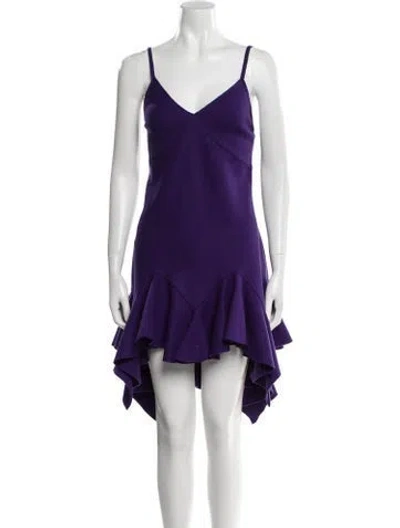 Pre-owned Givenchy Wool Knee-length Dress In Purple