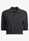 Givenchy Wool Knit Cropped Polo Shirt In Gray