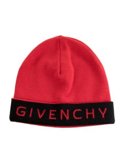 Pre-owned Givenchy Wool Knitted Beanie In Black/red