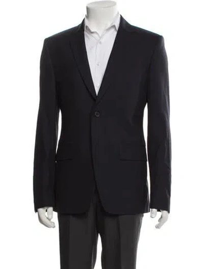 Pre-owned Givenchy Wool Leather Trim Embellishment Blazer In Black