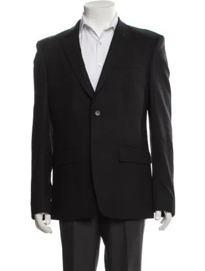 Pre-owned Givenchy Wool Leather Trim Embellishment Blazer In Black