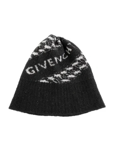 Pre-owned Givenchy Wool Logo Beanie In Black