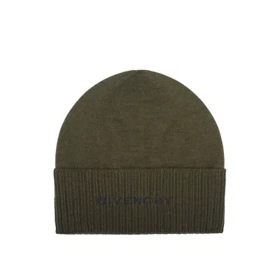 Givenchy Wool Logo Hat Men In Green