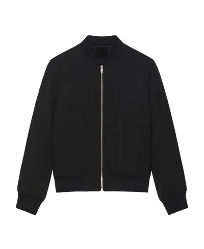 Givenchy Wool Logo Lettering Bomber Jacket In Black