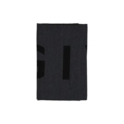 Givenchy Wool Logo Scarf Men In Black
