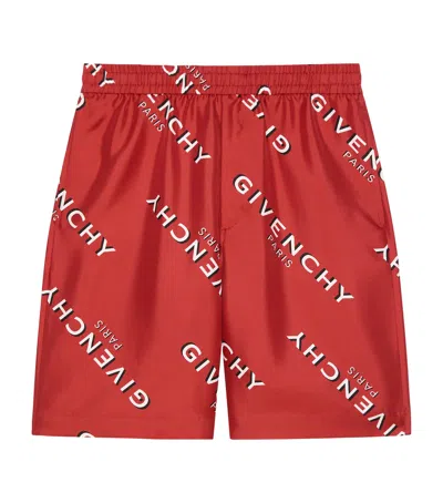 Givenchy Wool Logo Shorts In Red