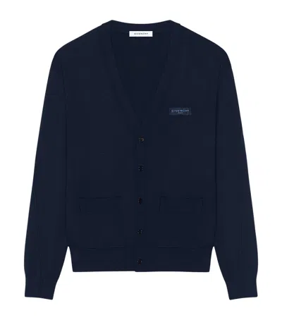 Givenchy Wool V-neck Button-up Cardigan In Blue