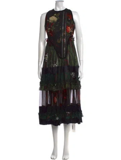 Pre-owned Givenchy Wool Long Dress In Multi