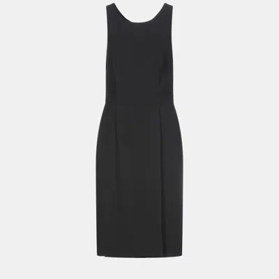 Pre-owned Givenchy Wool Midi Dress 36 In Black