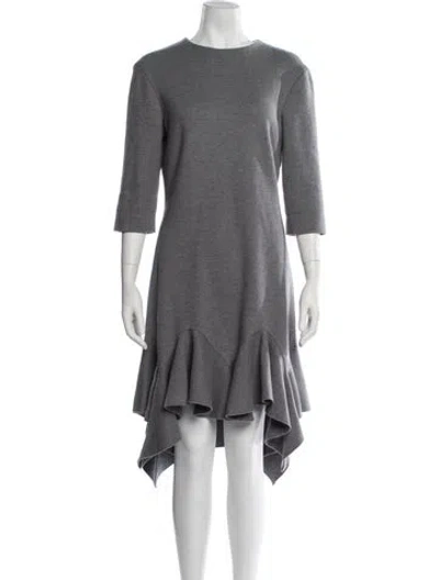 Pre-owned Givenchy Wool Midi Length Dress In Grey