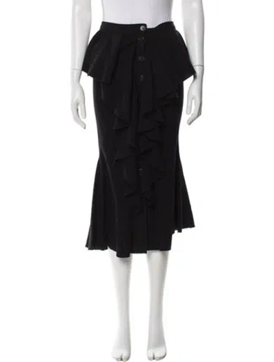 Pre-owned Givenchy Wool Midi Length Skirt In Black