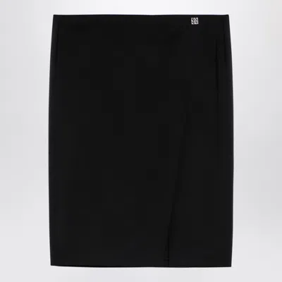 Givenchy Wool Mini Skirt With Metal Button Detail In Black