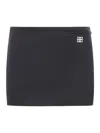 Givenchy Mini Skirt In Wool With 4g Liquid Detail In Black