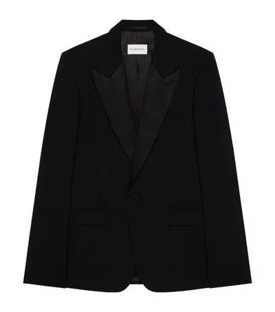 GIVENCHY WOOL-MOHAIR SATIN LAPEL BLAZER