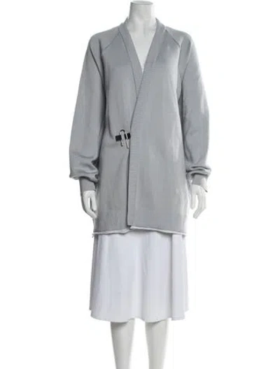 Pre-owned Givenchy Wool Open Front Sweater In Gray