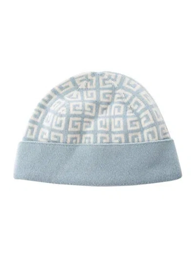 Pre-owned Givenchy Wool Pattern Beanie Hat In Blue/white