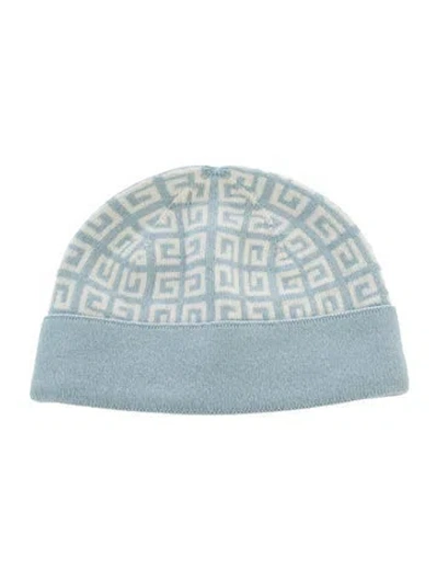 Pre-owned Givenchy Wool Pattern Logo Beanie In Blue