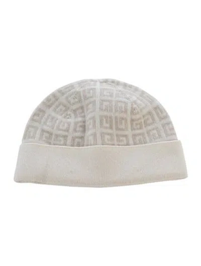 Pre-owned Givenchy Wool Pattern Logo Beanie In Neutral