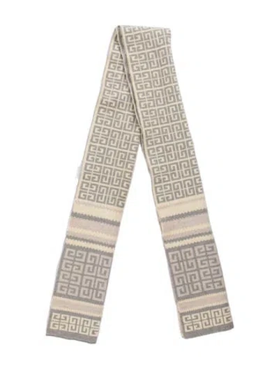 Pre-owned Givenchy Wool Patterned Scarf In Grey