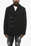Givenchy Wool Peacoat With Frogs Closure In Black