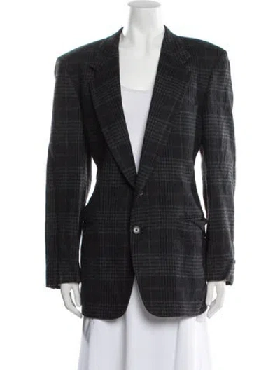 Pre-owned Givenchy Wool Plaid Print Blazer In Black
