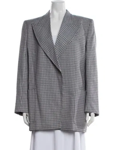 Pre-owned Givenchy Wool Plaid Print Blazer In Black/white