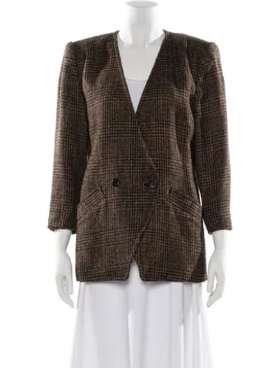 Pre-owned Givenchy Wool Plaid Print Blazer In Brown