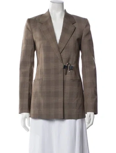 Pre-owned Givenchy Wool Plaid Print Blazer In Brown