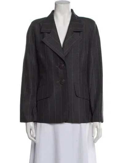 Pre-owned Givenchy Wool Plaid Print Blazer In Gray