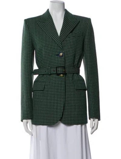 Pre-owned Givenchy Wool Plaid Print Blazer W/ Tags In Green