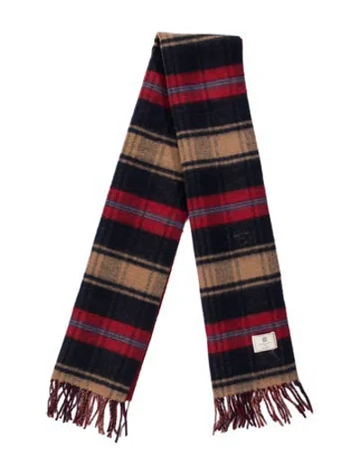 Pre-owned Givenchy Wool Plaid Print Scarf In Red