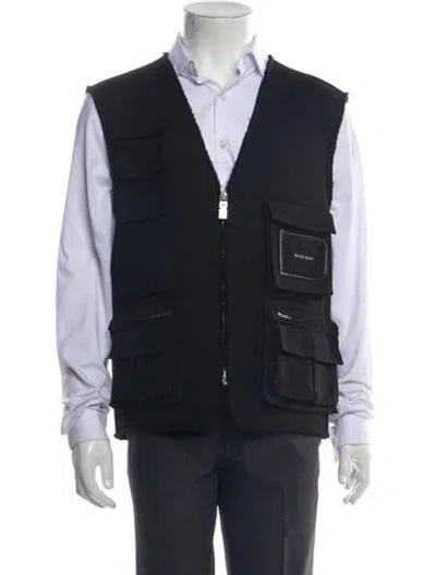 Pre-owned Givenchy Wool Plaid Print Vest In Black
