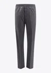Givenchy Wool Trousers With Elastic Waistband And Drawstring In Grey
