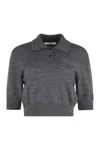 Givenchy Cropped Wool And Alpaca Polo Sweater In Black