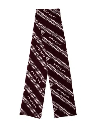 Pre-owned Givenchy Wool Printed Scarf In Burgundy