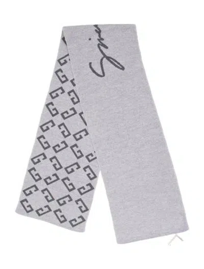 Pre-owned Givenchy Wool Printed Scarf W/ Tags In Gray