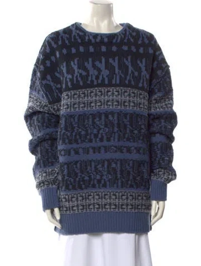 Pre-owned Givenchy Wool Printed Sweater In Blue