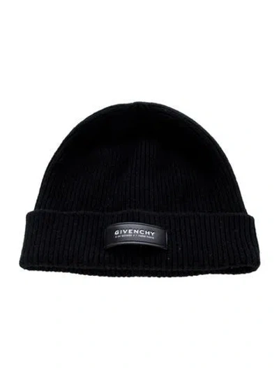 Pre-owned Givenchy Wool Ribbed Knit Beanie In Black
