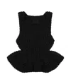 Givenchy Slim Fit Peplum Top In Waffle Wool In Black