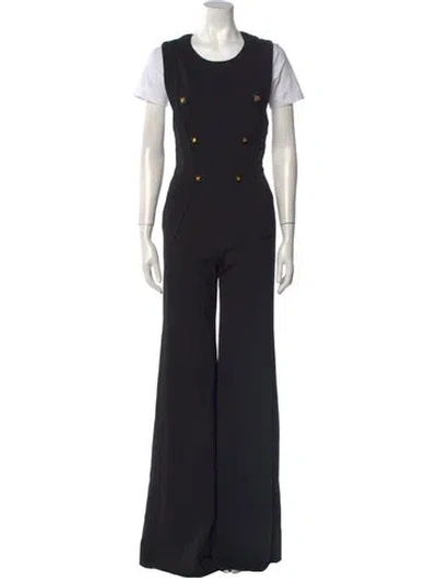 Pre-owned Givenchy Wool Scoop Neck Jumpsuit In Black