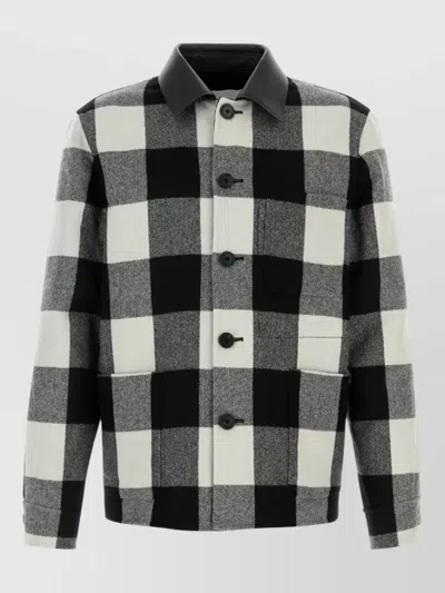 GIVENCHY WOOL SHIRT JACKET COLLARED NECK CHECK