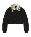Givenchy Cropped Varsity Jacket In Wool And Leopard Print Fur In Black
