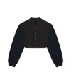 Givenchy Boucle-sleeves Crop Varsity Jacket In Black